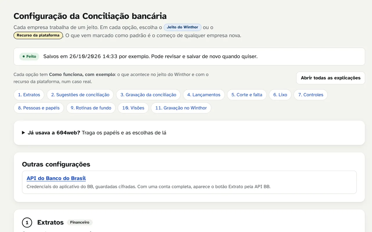 A tela da etapa Configurar na plataforma, com dados de exemplo